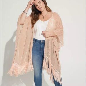 Velvet Burnout Fringe Ruana torrid